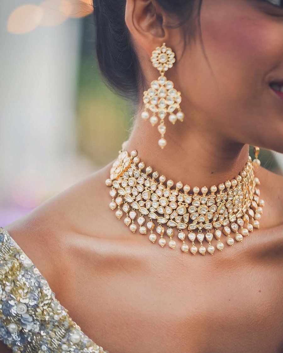 Choker Necklace Pearl Bridal Jewellery Set