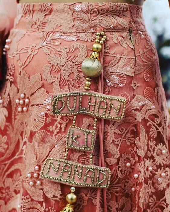 Beadwork Bridal Lehenga Latkan with Name