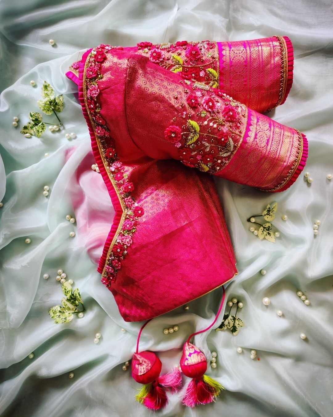 The Kundan Work Pink Wedding Blouse Designs