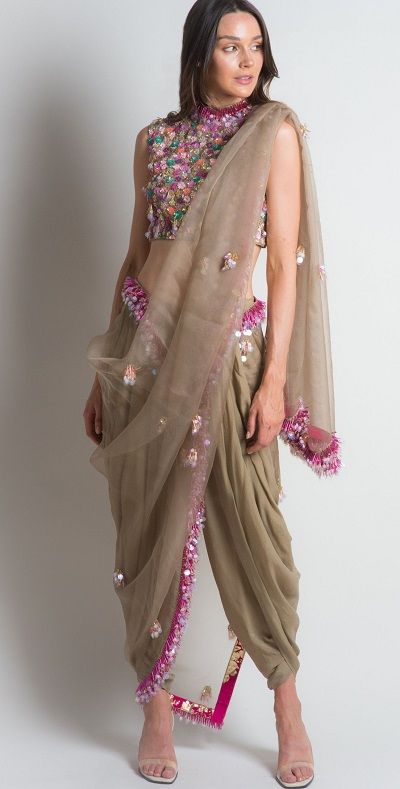10 Exquisite Dhoti Saree Styles for the Cocktail Bash: