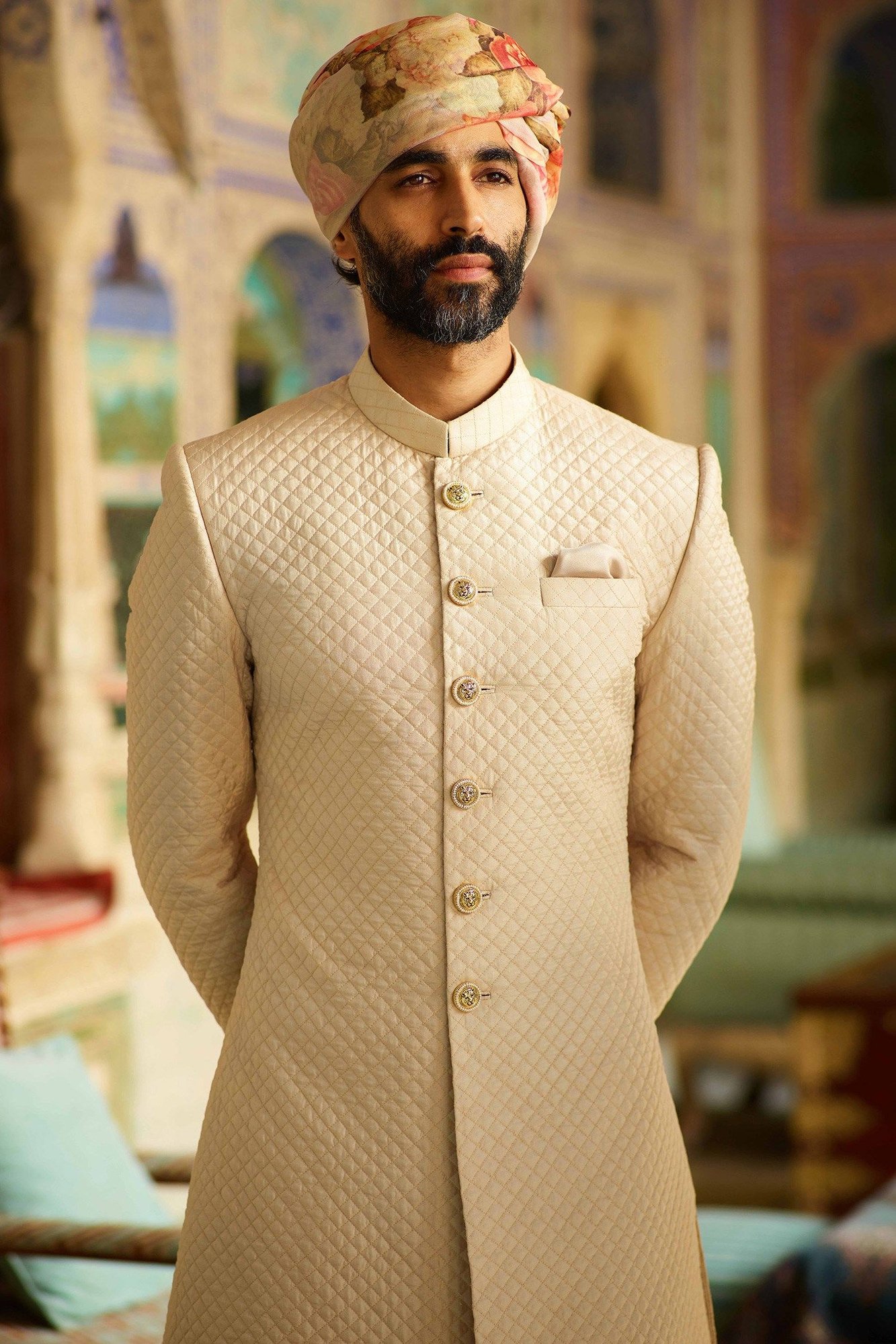 White Jodhpuri Sabyasachi Sherwani