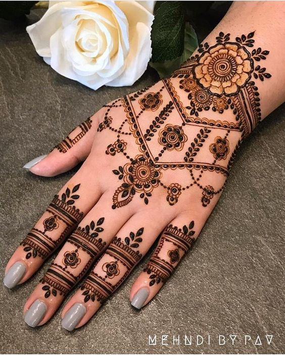 Modern Mehndi Designs for Entire Hand