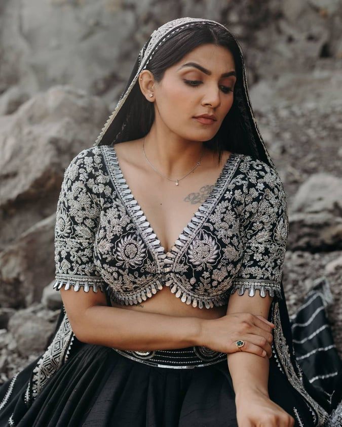 Empress Black Prince Cut Blouse for Rajasthani Lehenga
