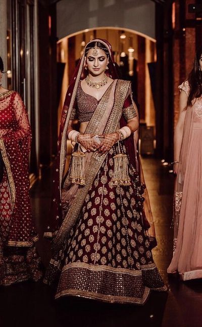 Manish Malhotra Designer Maroon Bridal Lehenga