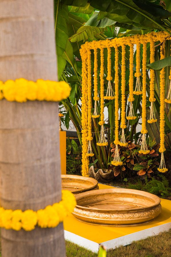 Marigold Garland Tassels for Wedding Hall Decoration with Flowers