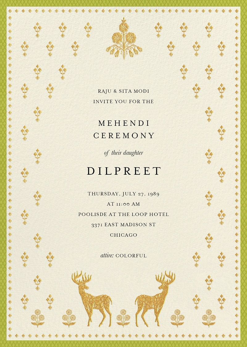 Mehendi Ceremony Shadi Card Design