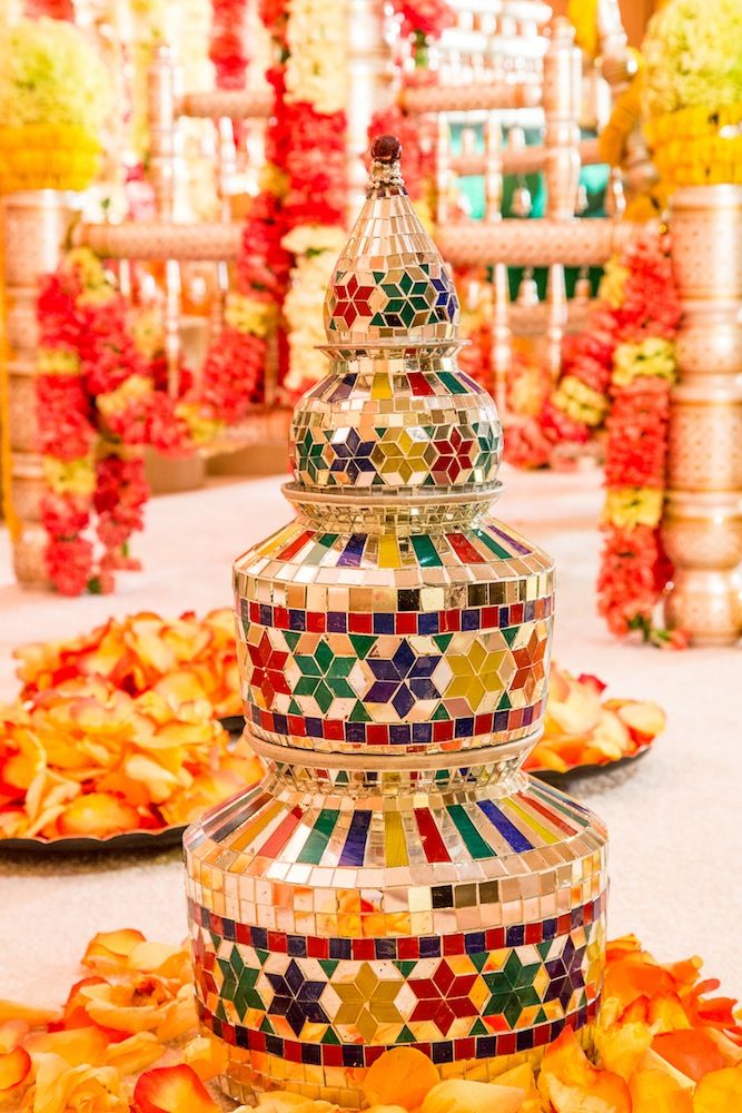 Colourful Glasswork Wedding Kalash Decoration