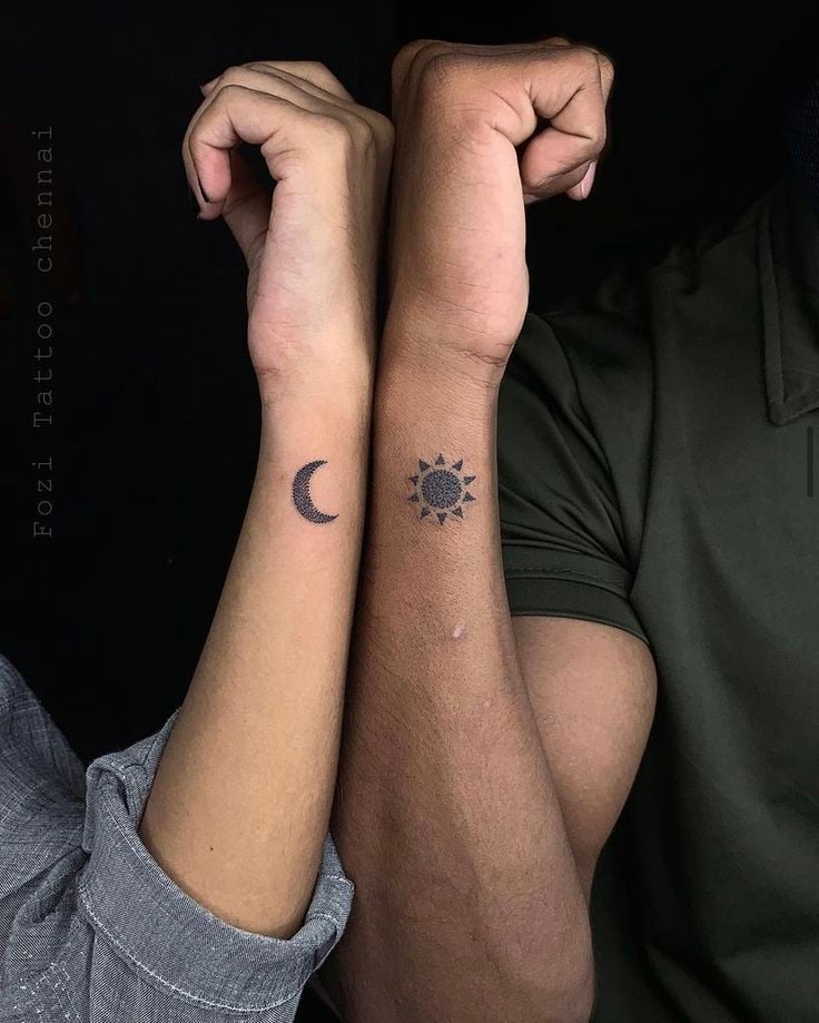 Sun and Moon Couples Tattoos