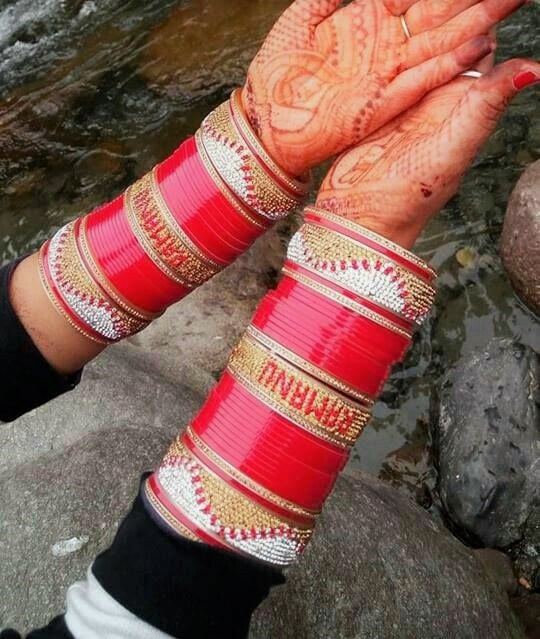 Bridal Bangles with Names with Stones