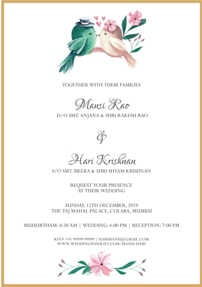 Simple and Sweet Shadi Card Design