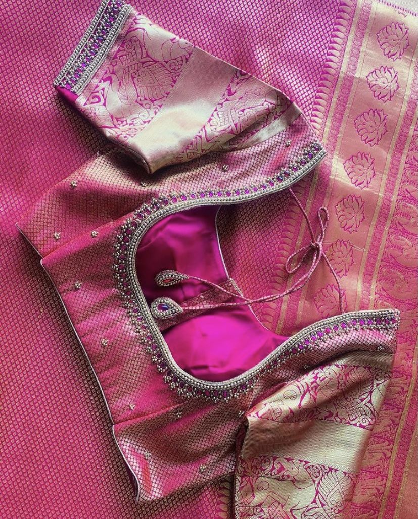 The Classic Silk Pink Wedding Blouse Designs