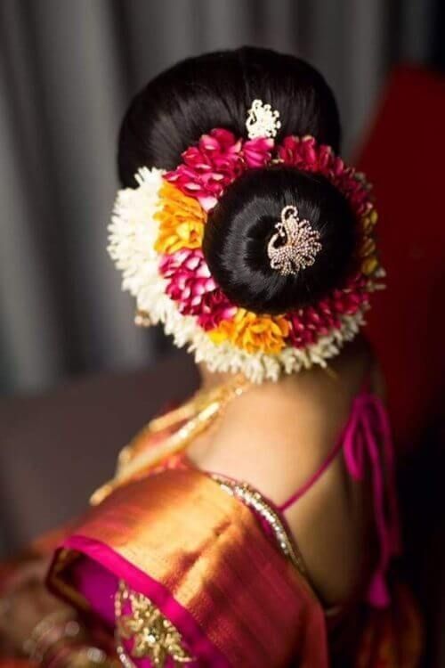 Peacock Motif Kerala Bridal Hairstyle Backside