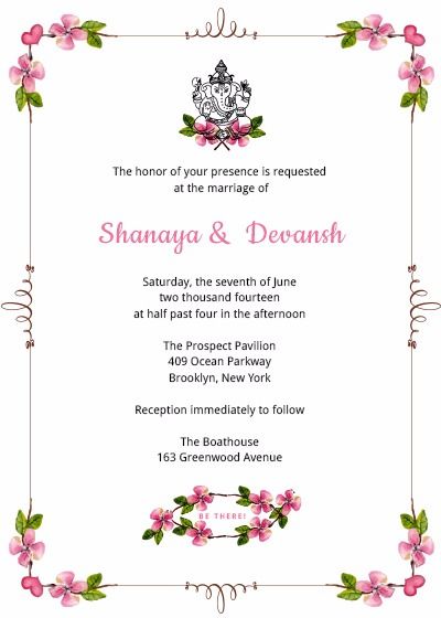 Simple Marathi Wedding Card Matter in Word Format in English