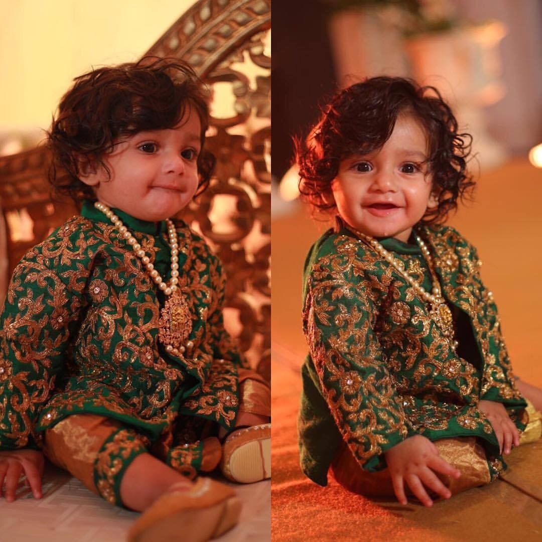 Green Zardozi Sherwani for Boys