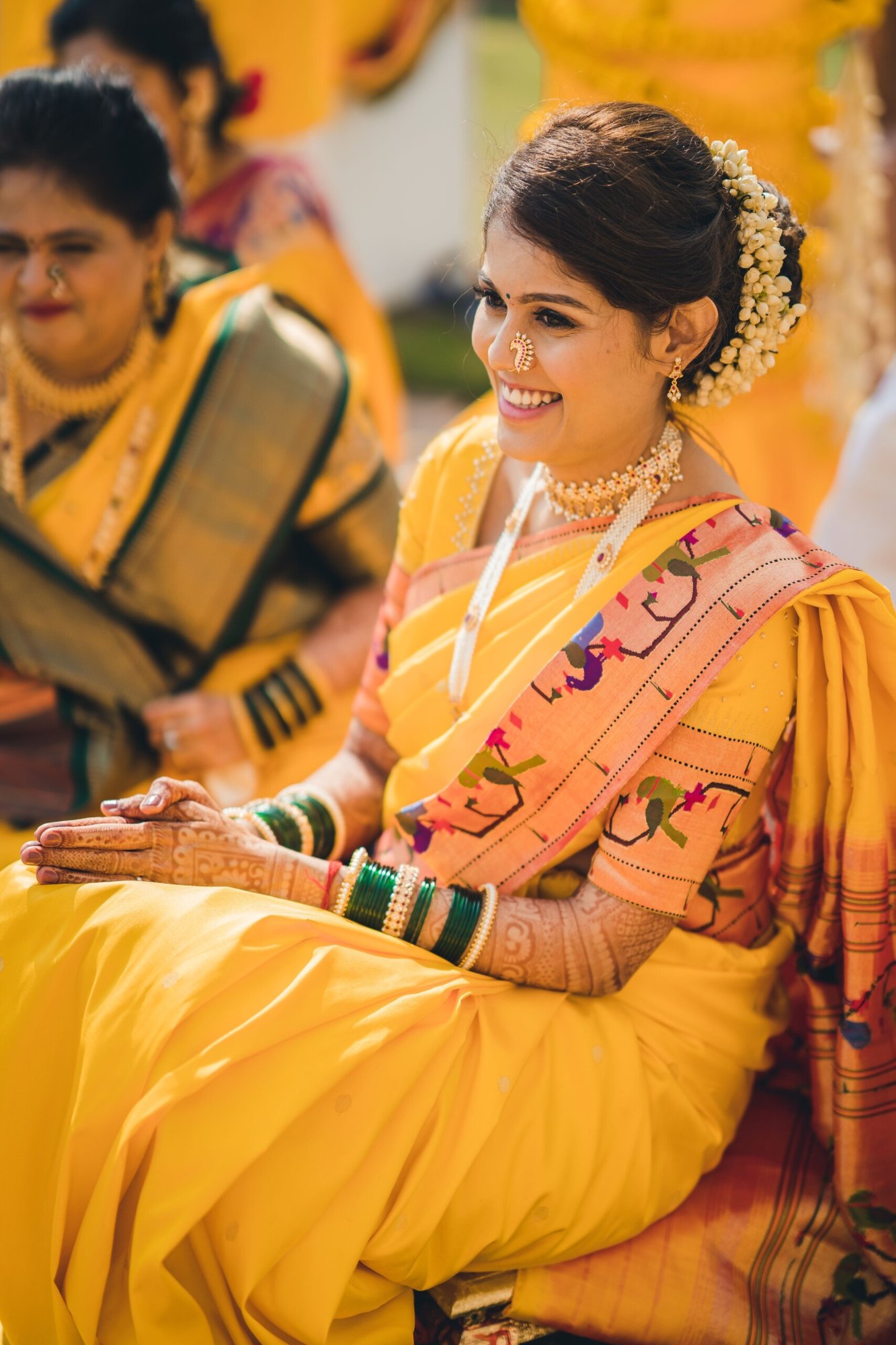 Yellow Marathi Wedding Paithani Saree