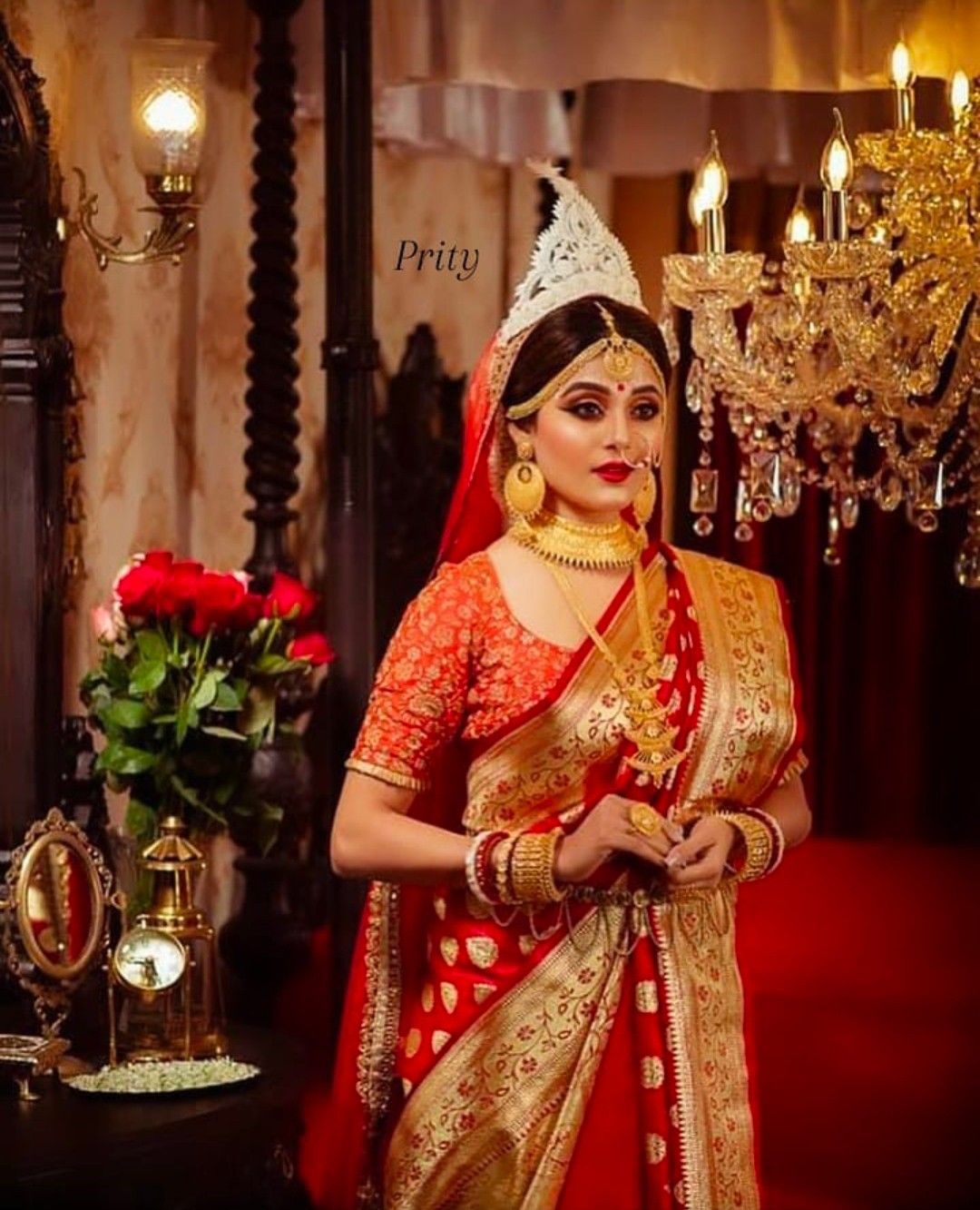 Sturdy Pleats Bengali Saree Style