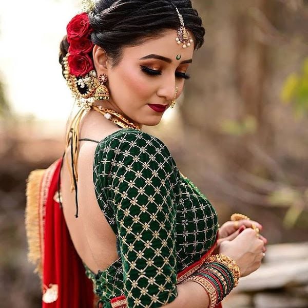 Raw Silk Green Bridal Blouse Designs