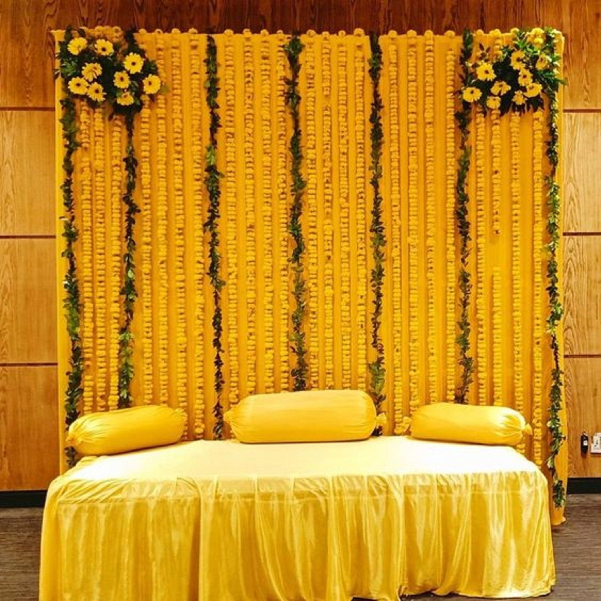 Floral Tassels Haldi Backdrop Decoration