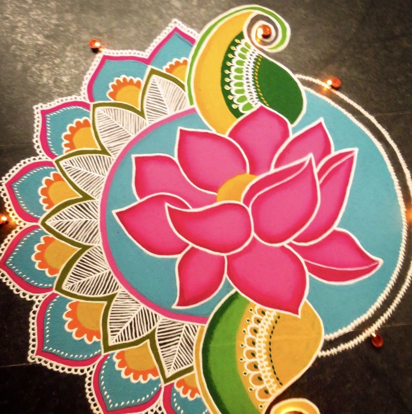 Beautiful Lotus Rangoli Designs