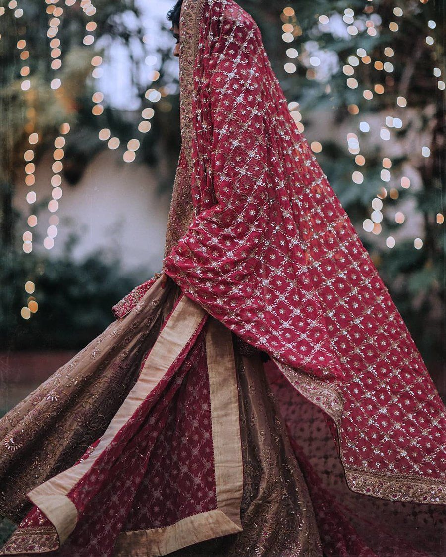 The Velvet Double Bridal Dupatta drape