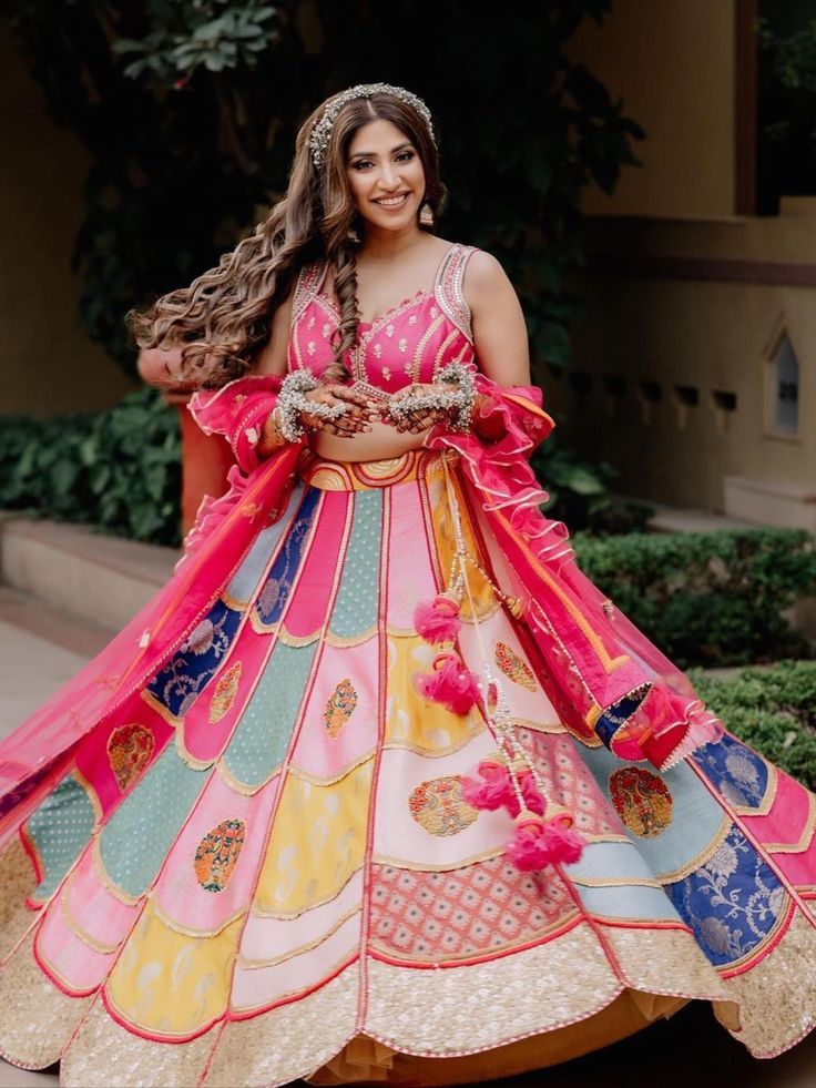 Patchwork Multi-Color Bridal Lehenga