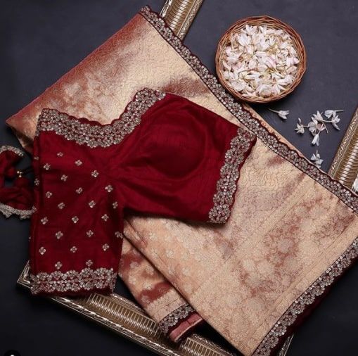 Zari Embroidery Pattern for Plain Saree