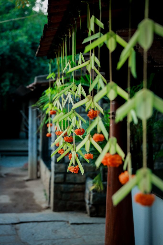 Marigold and Leaf Strings Pelli Mandapam decoration