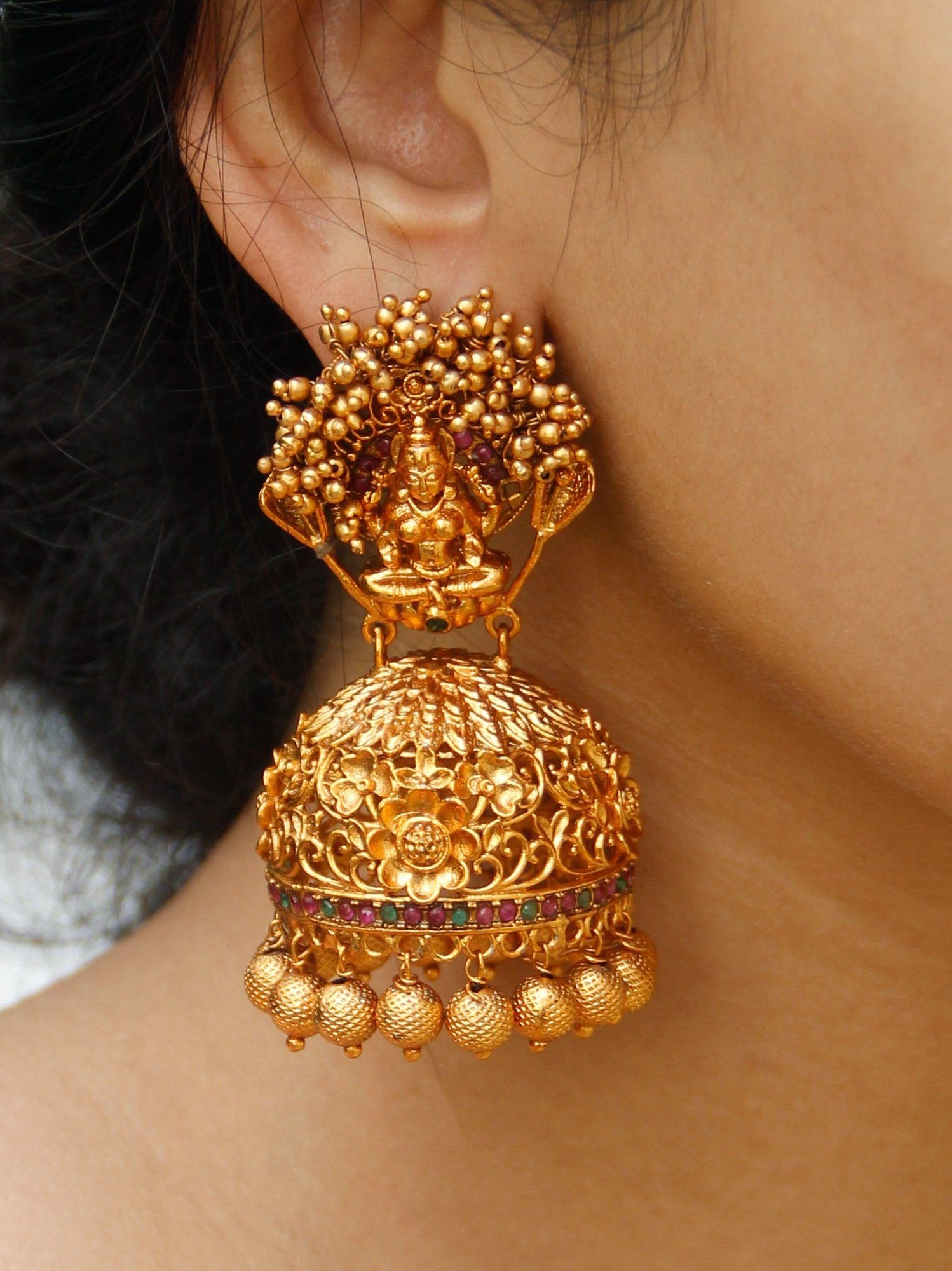 Temple Jewellery Set with ‘Jhumka’