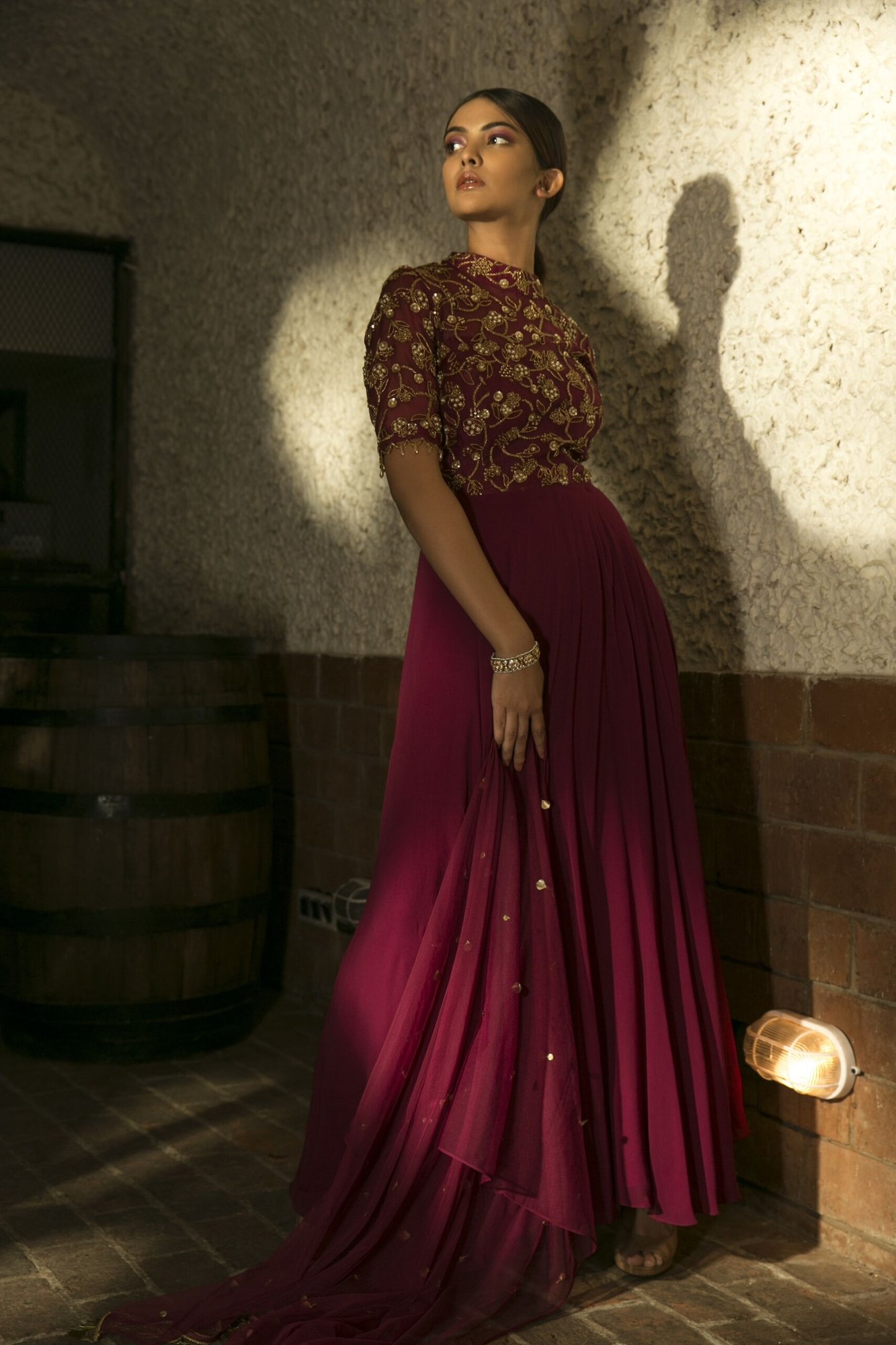 The High Neck Crop Top Lehenga With Dupatta