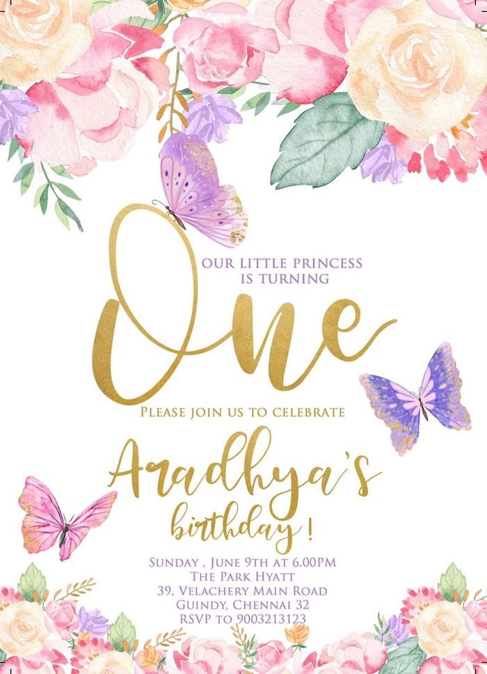 Butterfly Birthday Invitation Card