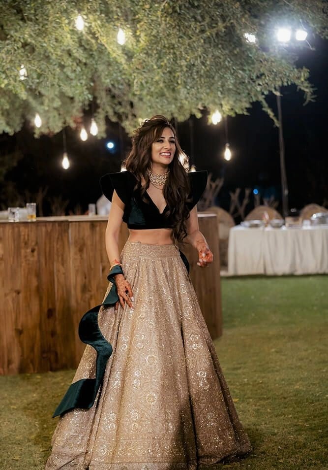 Lehenga with Circup Cup Blouse Sangeet Dress for Bride