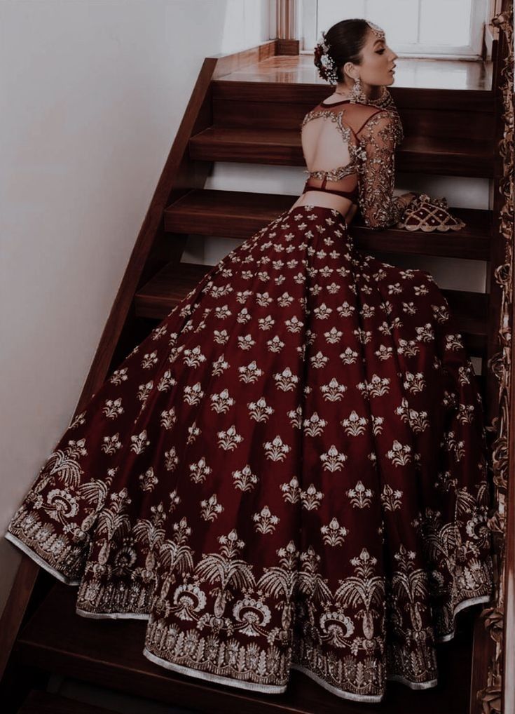 The White and Maroon Bridal Lehenga