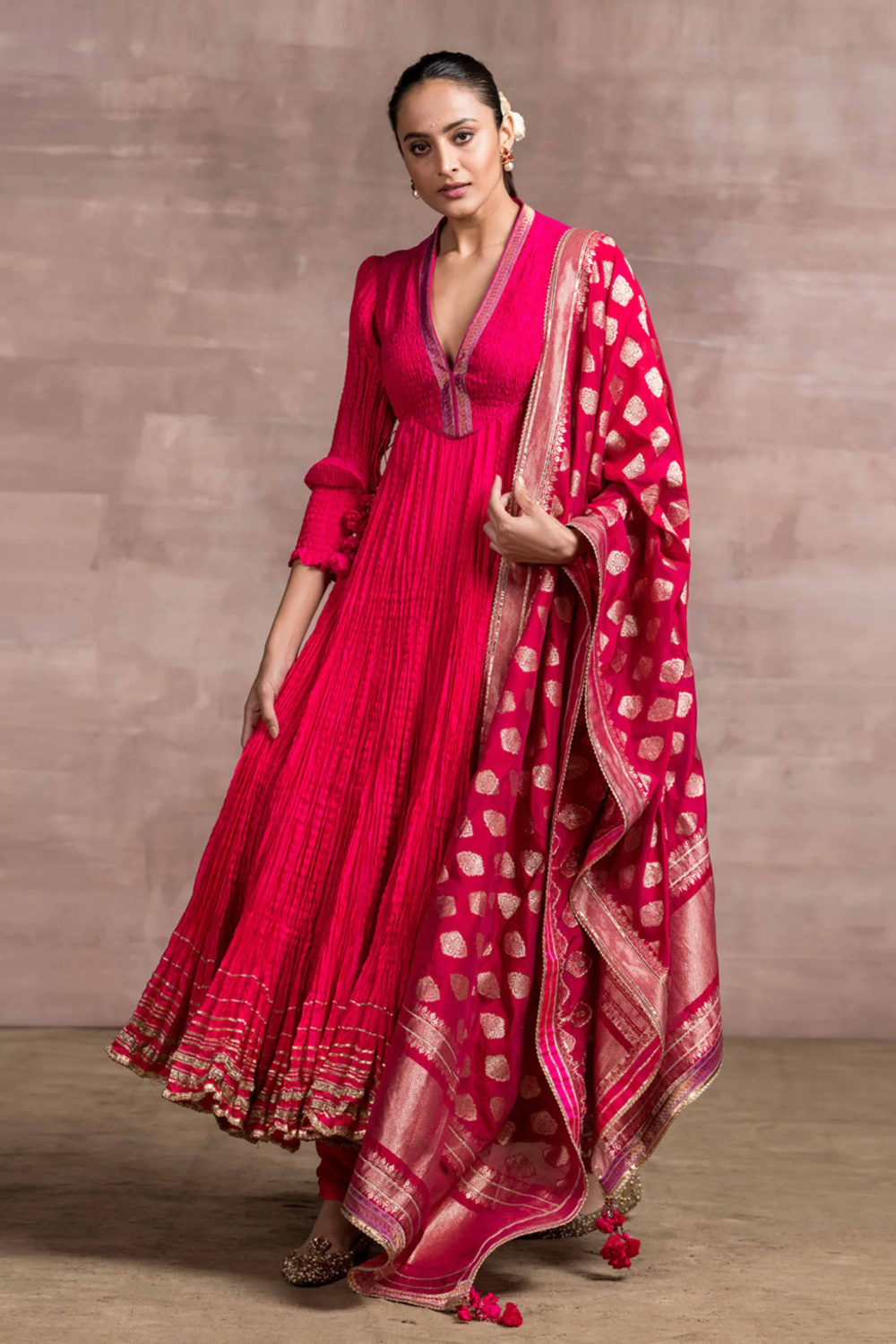 Tarun Tahiliani’s Silk Anarkali Kurti with Dupatta