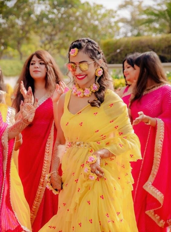 Plain Saree in Different Shades of Yellow