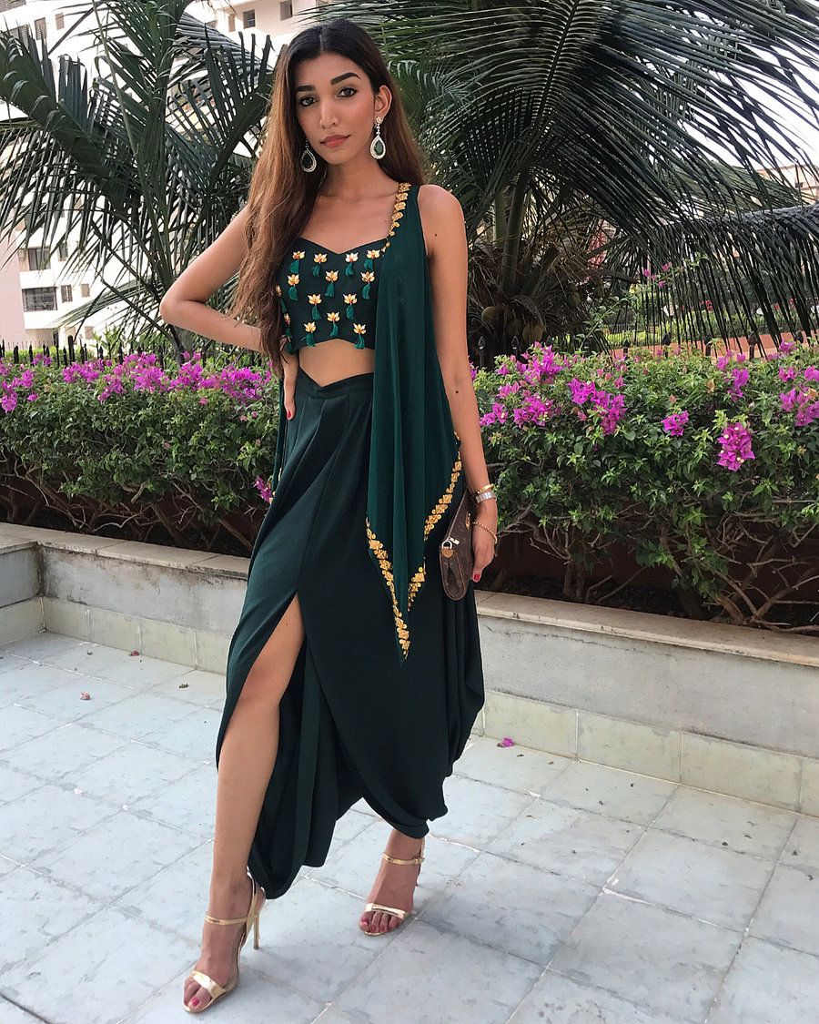 Emerald Dhoti Salwar in Indo-Western