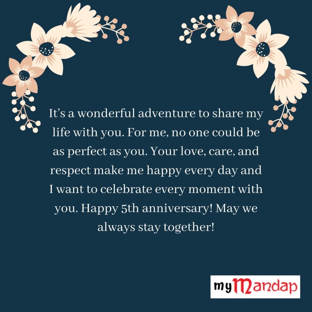 5th Wedding Anniversary Invitation Quotes for Husband