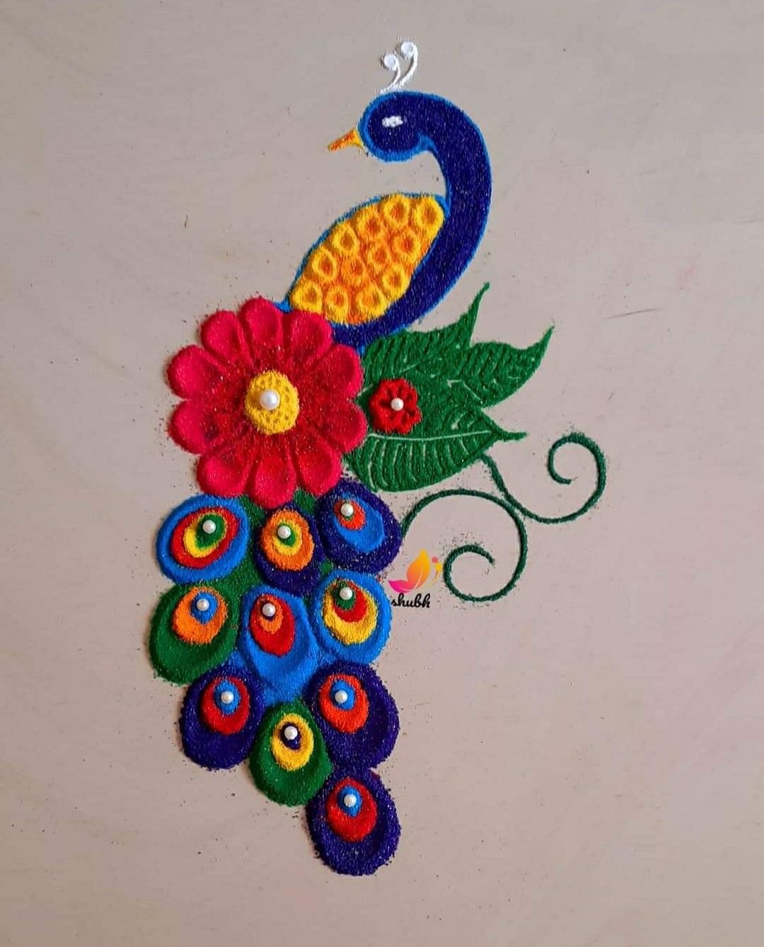 Simple Peacock Rangoli Designs