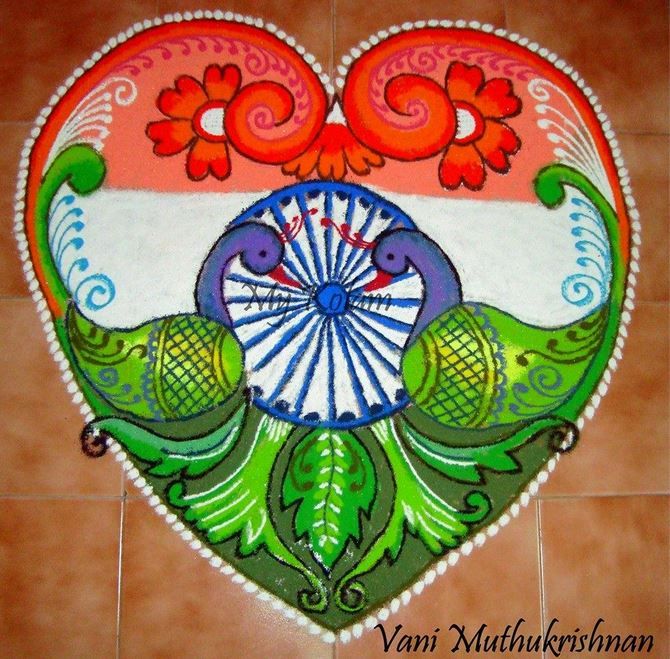 Heart Shaped Best Rangoli for Independence Day