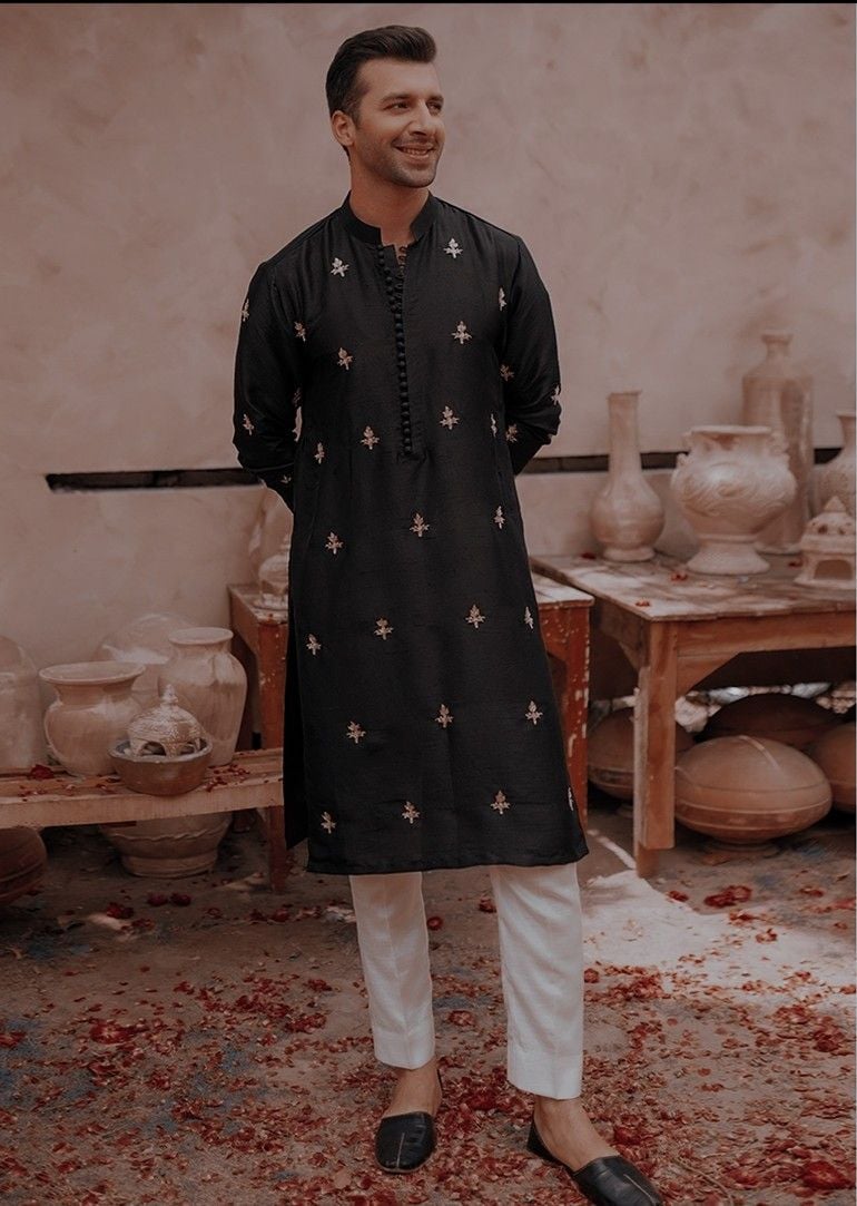 Black Kurta Pajama for Wedding