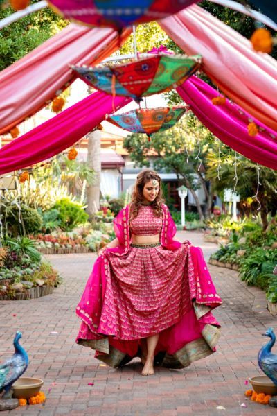 The Crop Top Pink Banarasi Lehenga