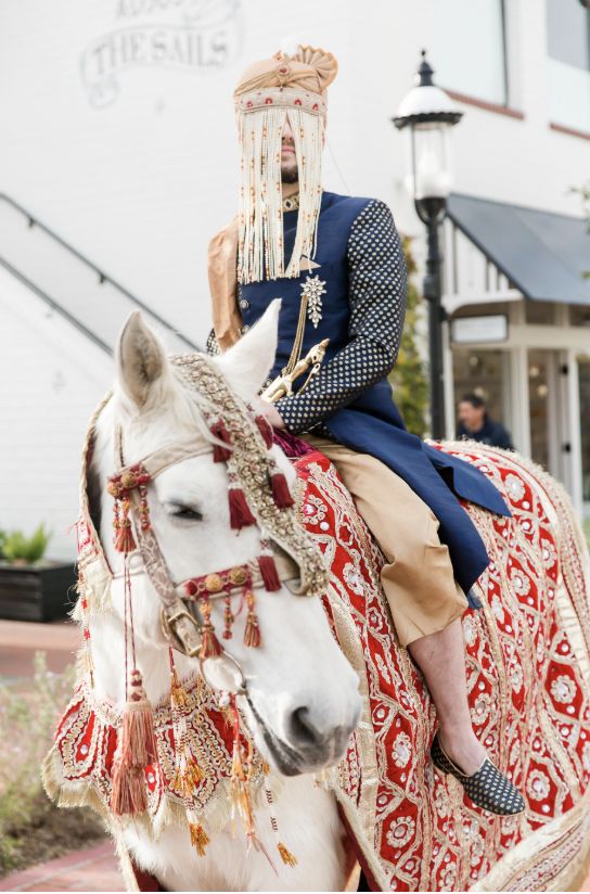 Sturdy White and Red Sehra for Groom
