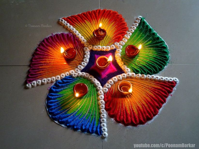 Mix and Match Colours Rangoli Design for Diwali