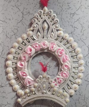 Bridal Mukut Pink Flower Design