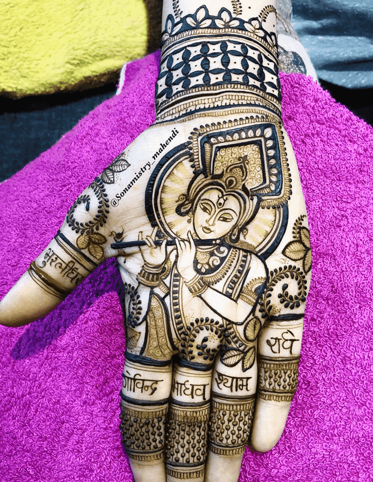 Elaborate Krishna Mehendi Design