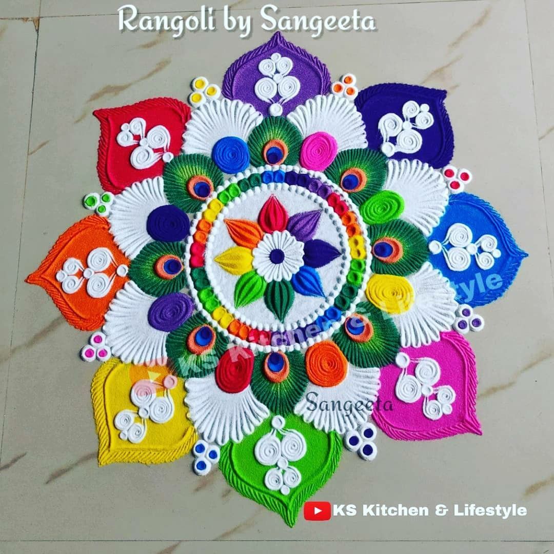Rainbow Rangoli Mandala Art Designs