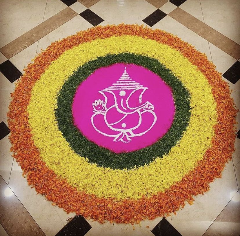 Round Flower Rangoli Design