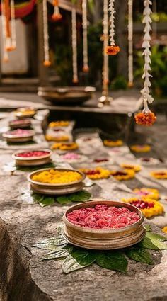 Betel Leaf and Flower Bowl Pelli Mandapam decoration