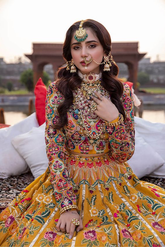 Haldi Lehenga with Elegant Floral Motifs