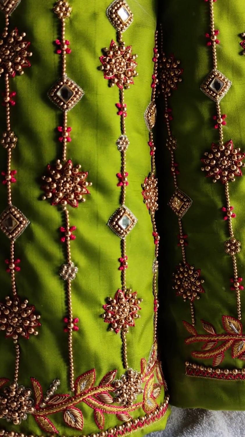 Parrot Green Marriage Bridal Maggam Work Blouse Designs
