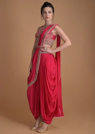 Bridal Red Dhoti Saree
